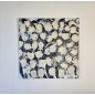 Peinture contemporaine, multitête de près acrylique sur toile 100x100cm, foule en ivoire et noir