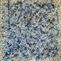 Peinture contemporaine, tableau moderne abstrait, acrylique sur toile 100x100cm, étude en bleu striéé