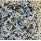 Peinture contemporaine, tableau moderne abstrait, acrylique sur toile 100x100cm, étude en bleu striéé