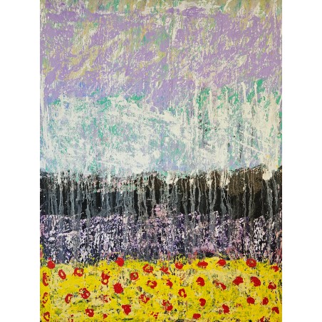 Peinture contemporaine, tableau moderne abstrait, acrylique sur toile 116x89cm: abstraction de jour1