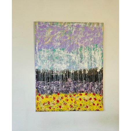 Peinture contemporaine, tableau moderne abstrait, acrylique sur toile 116x89cm: abstraction de jour1