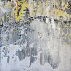 Peinture contemporaine, tableau moderne, street art, acrylique et collage sur toile 100x100cm "the greatest "