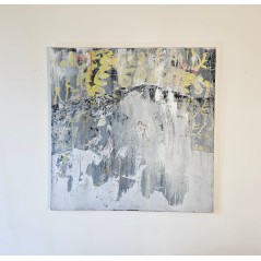 Peinture contemporaine, tableau moderne, street art, acrylique et collage sur toile 100x100cm "the greatest "