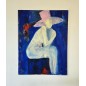 Femme au chapeau rose peinture contemporaine de nu figuratif, acrylique sur toile 116x89cm