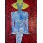 Femme au chapeau jaune peinture de nu, acrylique sur toile 100x73cm Femme au chapeau jaune peinture de nu, acrylique sur toile 100x73cm
