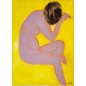 Peinture contemporaine de nu, femme sur fond jaune, acrylique sur toile 100x73cm Peinture contemporaine de nu, femme sur fond jaune, acrylique sur toile 100x73cm