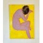 Peinture contemporaine de nu, femme sur fond jaune, acrylique sur toile 100x73cm Peinture contemporaine de nu, femme sur fond jaune, acrylique sur toile 100x73cm