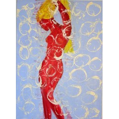 Femme nue aux cheveux d'or peinture acrylique sur toile 100x73cm