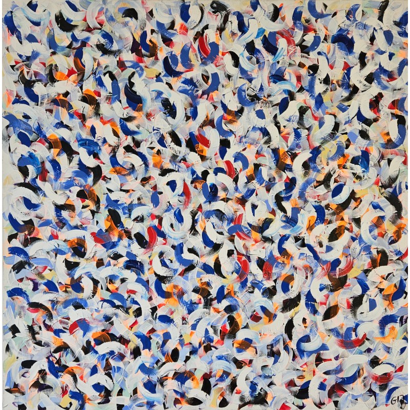 Petite friture bleu et blanc peinture acrylique sur toile 100x100cm. Petite friture bleu et blanc peinture acrylique sur toile 100x100cm.