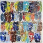Peinture contemporaine, tableau moderne figuratif, acrylique sur toile 100x100cm intitulée: foule de couleur 1.