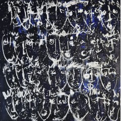 Multitête bleu peinture acrylique sur toile 100x100cm