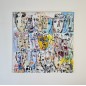 Tableau contemporain, peinture moderne figurative, acrylique sur toile 100x100cm intitulée: multitetes colorées 6.