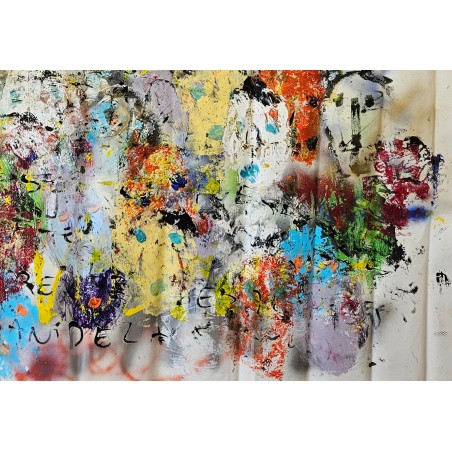Tableau moderne, peinture contemporaine figurative, acrylique sur toile 198x167cm: foule8.