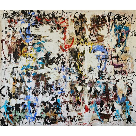 Tableau moderne, peinture contemporaine figurative, acrylique sur toile 180x167cm: street saint exupery.