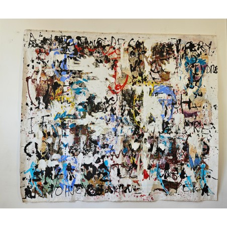 Tableau moderne, peinture contemporaine figurative, acrylique sur toile 180x167cm: street saint exupery.