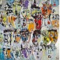 Tableau contemporain, peinture moderne figurative, acrylique sur toile 100x100cm intitulée: multitetes colorées 8. Tableau contemporain, peinture moderne figurative, acrylique sur toile 100x100cm intitulée: multitetes colorées 8.