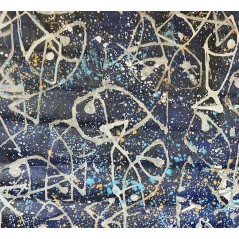 Peinture contemporaine, tableau moderne figuratif, acrylique sur toile 167x185cm intitulée: poissons bleus.