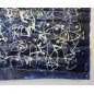 Peinture contemporaine, tableau moderne figuratif, acrylique sur toile 167x185cm intitulée: poissons bleus.