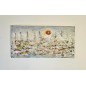 Voiliers sur mer 4 peinture acrylique et collage figurative moderne sur toile 100x50cm