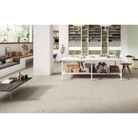 Carrelage effet béton desactivé perle, 90x90, 60x120, 120x120cm et 90x90cm R11 rectifié, santacosmo pearl