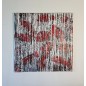 Peinture contemporaine, tableau moderne figuratif, acrylique sur toile 100x100cm intitulée: poissons tigres rouges.