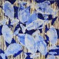 Peinture moderne, tableau contemporain figuratif, acrylique sur toile 100x100cm intitulée: poissons tigres blancs et bleus.