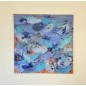 Peinture contemporaine, tableau moderne figuratif, acrylique sur toile 100x100cm intitulée: poissons bleus.