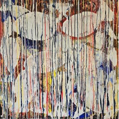 Peinture contemporaine, tableau moderne figuratif, acrylique sur toile 100x100cm intitulée: poissons tigres blancs