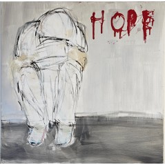 Peinture contemporaine, tableau moderne figuratif, acrylique sur toile 80x80cm intitulée: HOPE.