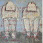 Peinture moderne, tableau contemporain figuratif, acrylique sur toile 100x100cm intitulée: Hommes assis. Peinture moderne, tableau contemporain figuratif, acrylique sur toile 100x100cm intitulée: Hommes assis.