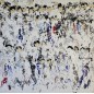 Peinture contemporaine, tableau moderne figuratif, acrylique sur toile 100x100cm représentant une foule blanche