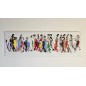 Peinture moderne, tableau contemporain figuratif, acrylique sur toile 150x50cm représentant des hommes qui marchent en couleur Peinture moderne, tableau contemporain figuratif, acrylique sur toile 150x50cm représentant des hommes qui marchent en couleur