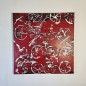 Peinture contemporaine, acrylique sur toile 100x100cm vélos blancs sur fond rouge Peinture contemporaine, acrylique sur toile 100x100cm vélos blancs sur fond rouge