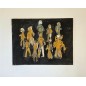 Peinture contemporaine, tableau moderne figuratif, acrylique et collage sur toile 116X89cm intitulée: scène de rue la nuit.
