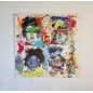 Peinture contemporaine, tableau moderne figuratif, pop art, acrylique et collage sur toile 100x100cm intitulée: Basquiat Peinture contemporaine, tableau moderne figuratif, pop art, acrylique et collage sur toile 100x100cm intitulée: Basquiat