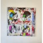 Peinture contemporaine, tableau moderne figuratif, pop art, acrylique et collage sur toile 100x100cm intitulée: jackie Kennedy Peinture contemporaine, tableau moderne figuratif, pop art, acrylique et collage sur toile 100x100cm intitulée: jackie Kennedy