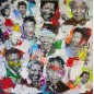 Peinture contemporaine, tableau moderne figuratif, pop art, acrylique et collage sur toile 100x100cm intitulée: Mandela Peinture contemporaine, tableau moderne figuratif, pop art, acrylique et collage sur toile 100x100cm intitulée: Mandela
