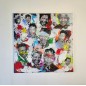 Peinture contemporaine, tableau moderne figuratif, pop art, acrylique et collage sur toile 100x100cm intitulée: Mandela Peinture contemporaine, tableau moderne figuratif, pop art, acrylique et collage sur toile 100x100cm intitulée: Mandela