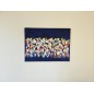 Peinture contemporaine  figurative, acrylique sur toile 100x73cm: hommes qui marchent abstrait fond bleu