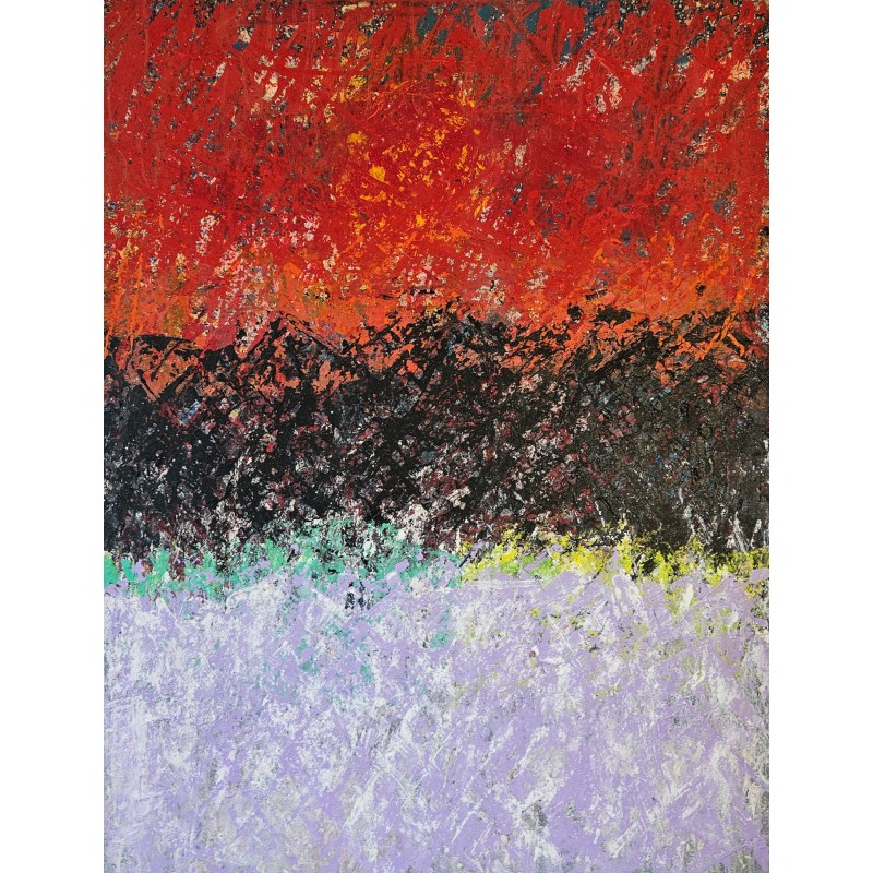 Peinture contemporaine, tableau moderne abstrait, acrylique sur toile 116x89cm: abstraction de nuit2