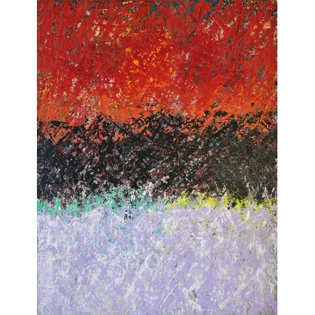 Peinture contemporaine, tableau moderne abstrait, acrylique sur toile 116x89cm: abstraction de nuit2
