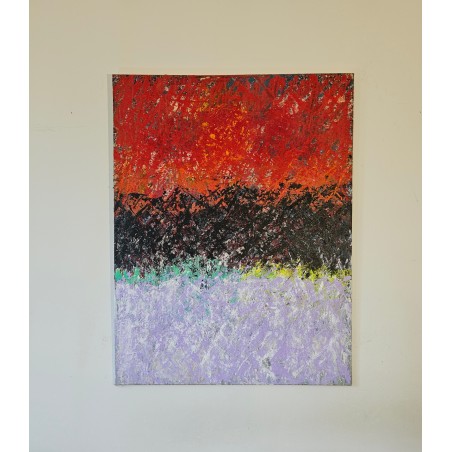 Peinture contemporaine, tableau moderne abstrait, acrylique sur toile 116x89cm: abstraction de nuit2