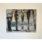 Peinture contemporaine, tableau moderne abstrait, acrylique sur toile 116x89cm intitulée bouteilles.