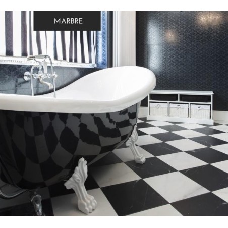 Dalle de marbre veritable noir poli adoucie brillant Dif 30.5x61x1cm, sol de la salle de bain
