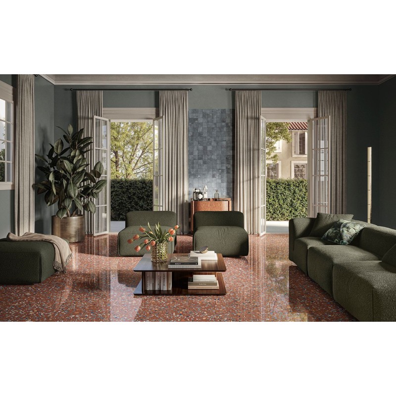 Carrelage imitation terrazzo, granito mat ou brillant rectifié 60x120cm et 120x120cm, sur fond rouge santaplus sunset Carrelage imitation terrazzo, granito mat ou brillant rectifié 60x120cm et 120x120cm, sur fond rouge santaplus sunset