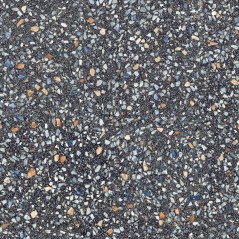 Carrelage imitation terrazzo, granito mat ou brillant rectifié 60x120cm et 120x120cm, sur fond noir santaplus night