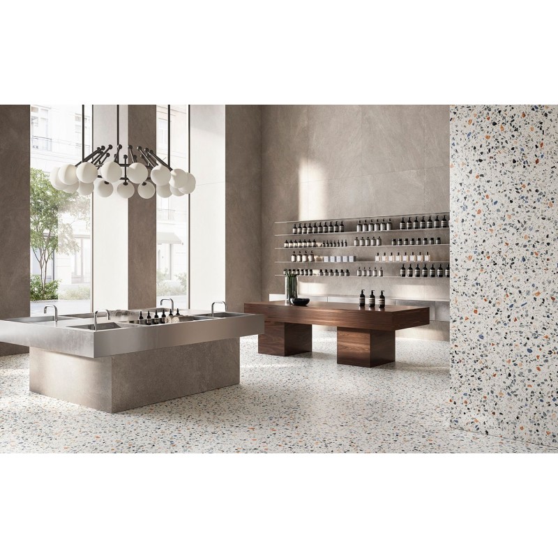 copy of Carrelage imitation terrazzo, granito mat ou brillant rectifié 60x120cm et 120x120cm, sur fond blanc santaplus moon copy of Carrelage imitation terrazzo, granito mat ou brillant rectifié 60x120cm et 120x120cm, sur fond blanc santaplus moon