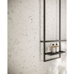 Carrelage effet terrazzo fond blanc mat 60x60, 90x90, 60x120cm et 60x120cm R11 rectifié santaglow blanc