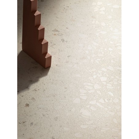 Carrelage effet terrazzo fond ivoire mat 60x60, 90x90, 60x120cm et 60x120cm R11 rectifié santaglow ivory
