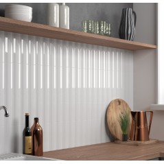 Carrelage en relief concave convexe mat brillant blanc 6.5x20cm, eqxvibe.